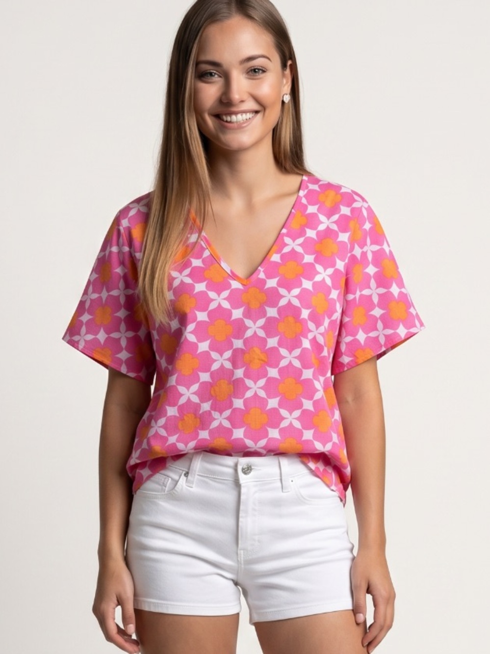 🌻NEW w/tag Michelle McDowell Anderson Top Size M Pink Blouse Flowy Relaxed